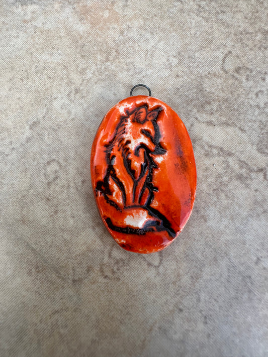 Whimsical Fox Artisan Ceramic Pendant