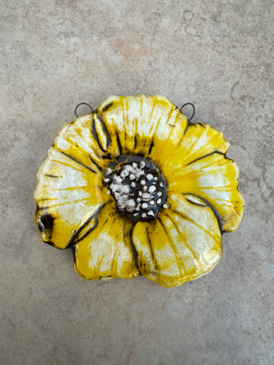 Yellow Dahlia Ceramic Artisan Pendant